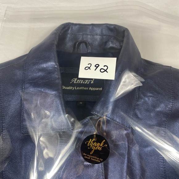 Amiri Quality Leather Medium Midnight Blue Women's Jacket - Picture 13 of 13